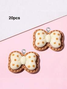 10/20/100pcs Cute Bow Heart Resin Jewelry Accessories DIY Cream Glue Small Charms For Handmade Bracelets Keychains Necklace Pendants - Bow - View 13