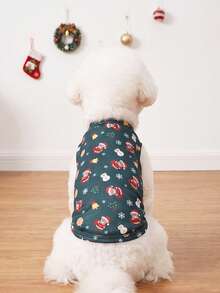 LUCKIE LABO 2pcs Christmas Teddy Bear Bell Snowman Fun Pattern Pet Vest, Physical Flea Prevention, Reduce Shedding, Breathable, Suitable For Small And Large Dogs And Cats, Indoor And Outdoor - Multicolor - View 5