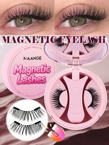 MAANGE 3/1對磁吸假睫毛套組，含貼睫毛器，7-10mm，混款，細長款，免膠水，自然逼真，可重複使用，延伸眼尾、放大眼睛，適合日常使用，漫畫風假睫毛，防水 - 眼尾拉長款 - 查看 13