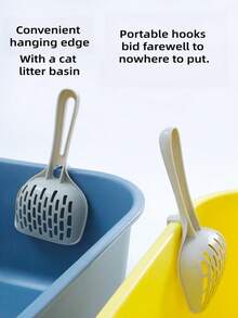 Long Handle Cat Litter Scoop With Quick Sieve Holes, Large Deep Shovel, Durable Plastic Pet Litter Scoop With Hanging Hole, White, Can Be Hung On Litter Box, Easy To Use - View 10