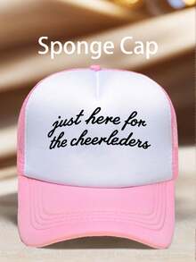 1 PC Men's "Just Here For The Cheerleaders" Printed Hat, Adjustable, UV-Protective, Ideal For Hiking, Mountain Climbing, And Travel - Multicolor - View 11