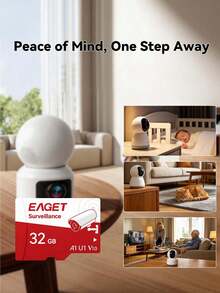 EAGET High Stability TF Memory Card For Security Camera, A1 U3 V30 Surveillance Micro SD Card With SD Adapter Indoor Outdoor Use - View 12