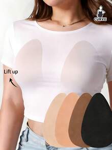 4pcs Invisible Adhesive Breast Lift Tape, Strapless Adhesive Bra, Suitable For B-E Cup Large Bust Plus Size - Apricot - View 1