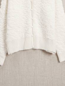 JIANHU Women's White V-Neck Button-Up Knit Cardigan Long Sleeve Jacket For Autumn/Winter Christmas New Year - White - View 10