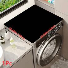 1 pieza Felpudo de lavandería impreso sólido negro, decoración de lavandería antideslizante e impermeable, alfombra de suelo con diseño vintage para la sala de lavado, cocina, baño - Negro - Ver 10