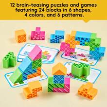 Kids Logic Pattern Building Blocks, Geometric Shape Matching Stacking Puzzle Game, Parent‑Child Interactive Desktop Play Toy, Holiday Party & Birthday Present For Children - Multicolor - View 7