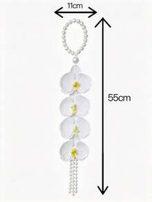 1pc Butterfly Orchid Pearl Bouquet Bridal Handheld Flower, Suitable For Party Favors, Pearl Hand Flower, Also For Indoor And Outdoor Photography Props, Confession, Proposal Gift, Wedding Souvenir - White - View 9