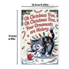 1Pc Fun Christmas Card With Tabby Cat And Damaged Decorations - Bilingual Blessings In German And English, Cute Cat Christmas Tree Design, Suitable For Pet Lovers, Holiday Cards Suitable For Birthdays, Congratulations, And Christmas Gifts - View 3