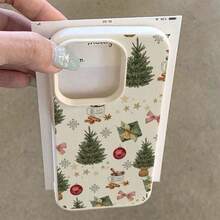 Phone Case - White Lychee Pattern Watercolor Painting Christmas Full Print Element Design Phone Case, Compatible With Apple 18/18Pro/18promax/17/16E/16/15/14/13/12/11/Mini/Pro/Max/Air/X/XR/XSMAX/8/7 Plus, Anti-Drop Matte Back Cover, Smartphone Protective Case - Multicolor - View 3