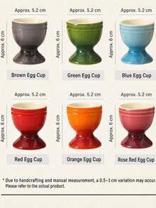 1pc Ribbed Pedestal Ceramic Egg Cup,Glossy Colorful Boiled Egg Holder For Breakfast Table Setting,Kitchen Countertop And Dining Table,Small Egg Stand For Soft Boiled Eggs,Brunch Serveware,Cafe Tableware, Everyday Home Use And Housewarming Gift - Multicolor - View 4