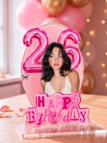 Custom Personalized 3D Acrylic Birthday Display Stand, Personalized Photo And Age Number Standee, Christmas, Single Party, Home Decor, Party Decoration, Happy Birthday Custom Desktop Decor, Birthday Party Gift Personalized Photo Acrylic Standee - Multicolor - View 6