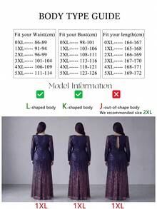 SUPGIR [قص عشوائي] فستان مقاس كبير بياقة V وأكمام طويلة وخصر مشدود وتدرج ألوان مع ترتر ضيق - أزرق بحري - مشاهدة 7