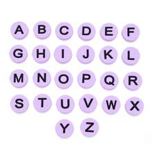 26件組 15mm A-Z 彩色扁圓矽膠字母珠組－適用於鑰匙圈、手鍊及其他DIY珠寶製作 - 扁圓字母珠 - 查看 12