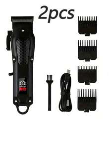 AXH. Rechargeable Electric Hair Clipper Set, Professional Grooming Kit With LCD Display, Christmas/Father's Day Gift For Men - Black - View 12