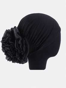 1pc Women's Large Floral Elastic Fabric Head Wrap Cap, Chemotherapy Hat, Hair Protection Bonnet, Headscarf Hat For Daily Wear - Khaki - View 8