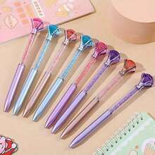 10pcs Shiny Crystal Ballpoint Pens, Rotatable, Medium Tip, Suitable For Wedding, Office, School And Valentine's Day Gifts, Random Color - Sets - View 6