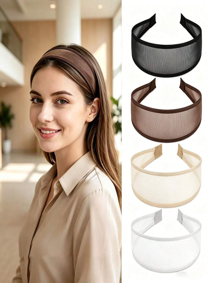 1/2pcs Mesh Headband, Lightweight And Breathable, Covers Hairline, Skincare Styling Accessory, Essential Fashion Item For Home And Travel - Multicolor - View 1