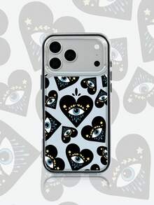 1pc Black Frame Transparent Minimalist Lens Protection Anti-Drop Anti-Collision Full Screen Blue Eye Pattern Phone Case Personalized Suitable For IPhone 16 Pro Max Phone Case 17/16/15/14/13/12/11 Protective Case Air - Multicolor - View 1