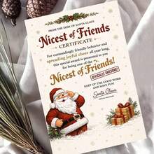 1 Greeting Card + 1 Envelope, Cheerful Christmas Card With Santa And Gifts "Best Friends", Suitable For Close Friends, Classic Winter Holiday Style - Multicolor - View 7