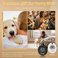 1pc Personalized Dog Portrait Tag - Customizable Round Logo And Number Engraved Cat/Dog Collar Tag - Silver-new - View 5