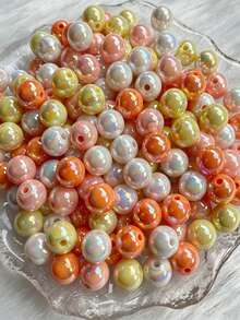 10mm 4‑Color Mixed Pack Aurora AB Iridescent Round Acrylic Loose Beads, Large Hole Spacer Beads For DIY Bracelet Keychain Phone Charm Jewelry Making Supplies - Multicolor - View 12