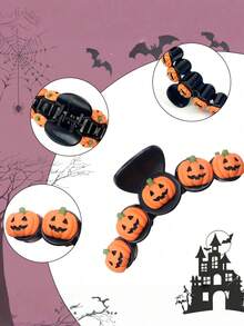 1pc Halloween Pumpkin Bat Hair Clip, Back Of Head Hair Clip, Ghost Festival Holiday Costume Fun Headpiece - Multicolor - View 5
