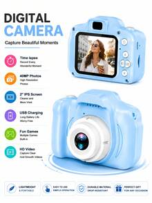 Cámara Digital 1080P con Pantalla de 2 Pulgadas Regalo de Navidad Cumpleaños y Festival Cámara de Regalo Linda y Portátil para Hombres y Mujeres 150mAh - Azul - Ver 1