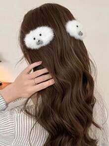 2pcs Cute Cartoon Seal Plush Hair Clips For Girls, Hair Accessories For Bangs And Ponytail Hairstyles - Multicolor - View 2