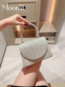Metallic Shiny Tote Bag With Flip Cover, Suitable For Daily Commute And Travel - Silver - View 1