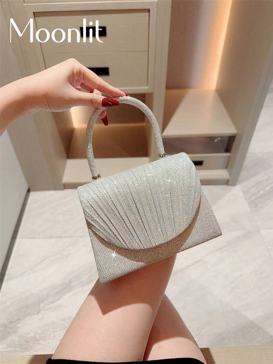 Metallic Shiny Tote Bag With Flip Cover, Suitable For Daily Commute And Travel - Silver - View 1