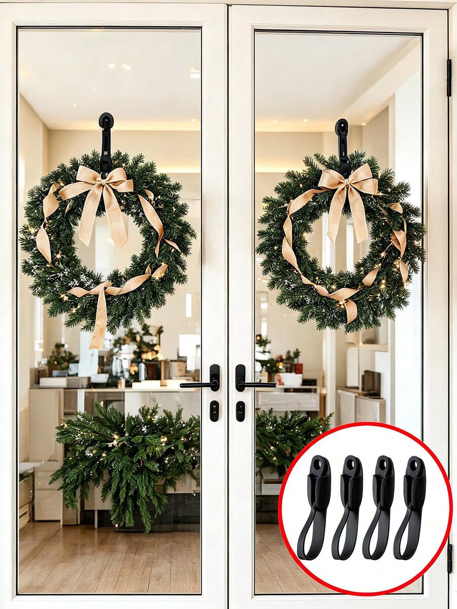 Christmas Wreath Hook, Fireplace Wreath Hook, Suitable For Home Storage, Appliance Cord Organization And Data Cable Storage Hook, Thanksgiving, Halloween, Christmas Gift