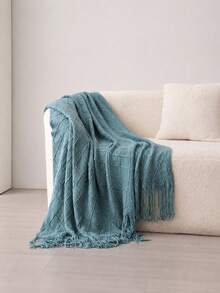 1pc Retro Diamond Grid Textured Knit Throw Blanket, Soft & Comfortable For All Seasons, Suitable For Sofa, Bed, Travel, Home Decor - Mixed Geometric Pattern, Acrylic Fabric - Multicolor - View 10