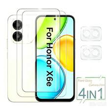 2+2pcs Set Compatible With Honor X7e/X6e Tempered Glass Screen Protector Full Coverage High Definition Phone Screen Protector Camera Lens Film Lens Protector Anti-Scratch Anti-Explosion Bubble-Free - Clear - View 2