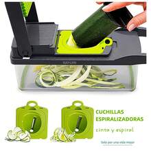 Rallador Cortador Rebanador Picador 13 Piezas Manual Para Futas Y Verduras Viralix - Verde - Ver 9