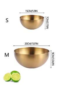 1pc Stainless Steel Bowl,Kitchen,Christmas Gift - Gold - View 10