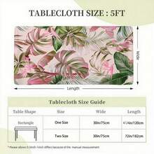 1pc Square Elastic Tablecloth, Vibrant Tropical Malaysian Leaf Plant Pattern, 2D Flat Print, Easy To Install, Elastic Tabletop Protector, Suitable For Holiday Party - A - View 2