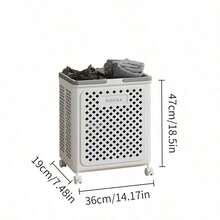 Mobile Hollow‑Out Storage Basket With Wheels, Ventilated, Large Capacity, Foldable Design, Reinforced Corners, For Storing Dirty Clothes And Sundries, Effortless To Push And Pull - Random Color - View 9