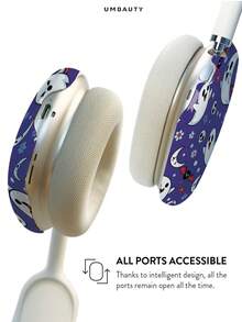 GIIPPA Glossy Hard Ear Cup Protective Cover Halloween Pattern Unisex Anti-Scratch Shell Compatible With AirPods Max 1/2 Oval Over-Ear Headphones For Daily Commute, Campus, Cafe, Travel, Picnic And Other Scenarios Matching Outfit - Violet Purple - View 5