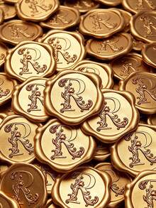 25 PCS 3D Embossed Iris Flower & Letter R Pattern Wax Seal Stickers, Self-Adhesive Wax Seals For Wedding Invitations, Envelopes, Gift Wrapping, Christmas Cards & Scrapbooking - Letter R - View 1