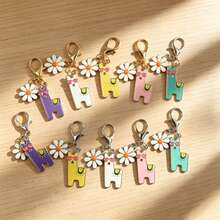 10pcs Gold & Silver Alpaca And Flower Keychain Set, Car Key Accessories Pendant, Fashionable Bag Charm For Daily Wear, Family Fun Souvenir, Creative Birthday Gift For Friends - Multicolor - View 3