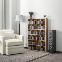 Multimedia-opbergkast voor 456 cd's/336 dvd's - houten boekenkast met verstelbare planken, 89 x 130,5 cm, naturel hout - A - Bekijken 4