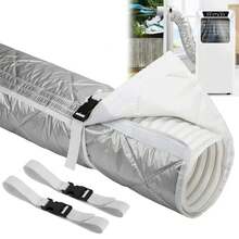 Ac Hose Insulation Cover With 2 Adjustable Buckles Heat-Resistant Exhaust Tube Insulation Protector For Exhaust Duct Vents - Silver - View 1