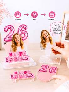 Custom Personalized 3D Acrylic Birthday Display Stand, Personalized Photo And Age Number Standee, Christmas, Single Party, Home Decor, Party Decoration, Happy Birthday Custom Desktop Decor, Birthday Party Gift Personalized Photo Acrylic Standee - Multicolor - View 5