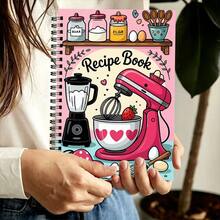 1Pc, Cute Cartoon Kitchen Theme, Spiral Recipe Book, Recipe Book With Pink Mixer And Blender Illustration, 21Cm X 14.5Cm, A5 Format, Cooking Notes Organizer, 30 Sheets (60 Pages) Perfect Gift For Home Bakers - Rectangle - View 7
