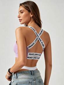 Runway Rest 3pcs Bra Olahraga dengan Tali Huruf untuk Wanita, Cocok untuk Yoga, Lari, dan Olahraga - MultiWarna - View 2