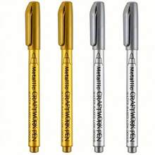 2pcs Metal Craft Pen Set: Gold, Silver And Copper Permanent Paint Pens, Suitable For Crafts, Scrapbooking And Fabric Art, Vibrant Colors And Smooth Application - 2 Pcs - View 4