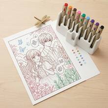 9pcs Colored Fine Liner Pens, 0.45mm Fine Tip Micro-Line Drawing Pens, 9 Mixed Colors, Washable, Water-Based Ink, Perfect For Sketching, Comics, Bullet Journals, Outlining, Office Supplies, School Essentials, Back-To-School Season Gift - Colorful 9-pack - View 2