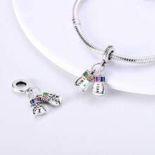 1pc Sports Series Football Basketball Tennis Badminton Yoga Fitness Dumbbell Beaded Charm Suitable For Bracelet Bangle Necklace DIY Jewelry Making Healthy Lifestyle - Silver Or Gold - View 4