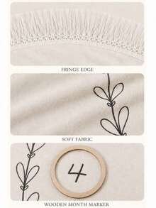 Newborn Photography Props Baby Monthly Milestone Round Blanket With Tassel Edge 1-12 Months Growth Record Photo Backdrop Unisex - White - View 7