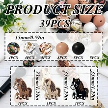 25/32/44PCS Animal Horse Shaped Silicone Beads Set - Brown & Black Horse Design With Flowing Mane & Tail, Adult DIY Accessories For Beaded Pens, Earrings, Etc., Suitable As Holiday & Birthday Gifts, Beads & Bead Assortments - Animal Horse Series - View 21